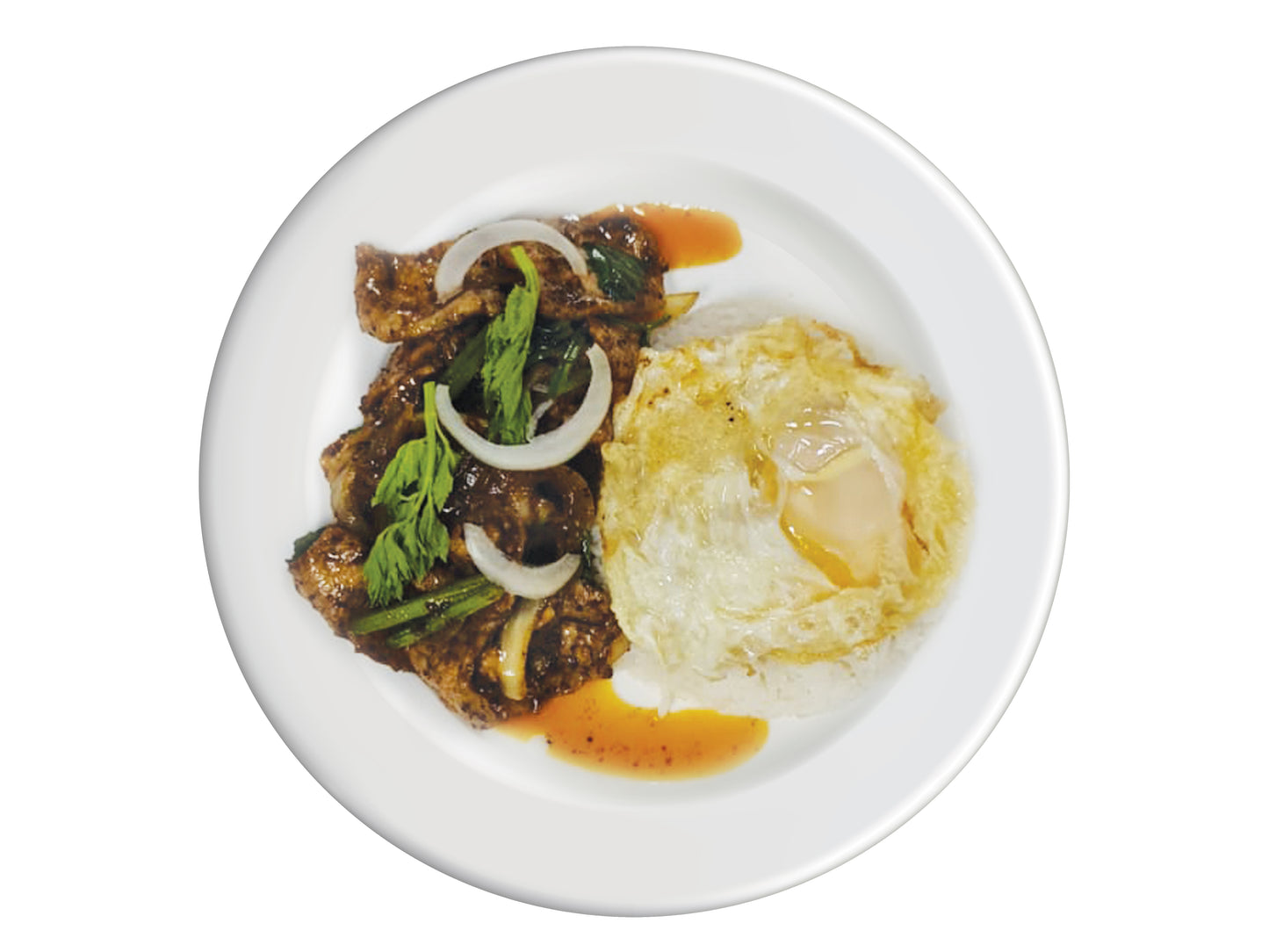 M13.Black Pepper Meat Stir Fry Served With Egg & Rice 炒黑胡椒肉配饭和蛋