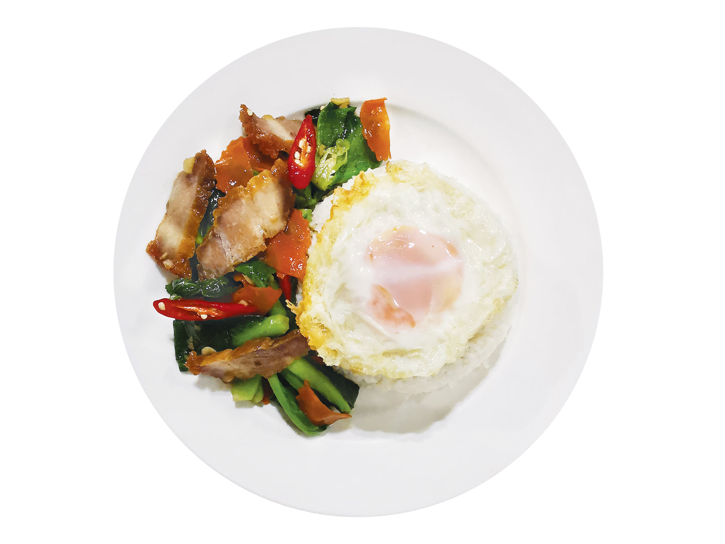 M3.Kai Lan with Roasted Pork Stir Fry With Egg & Rice 炒开兰烧肉配饭和蛋