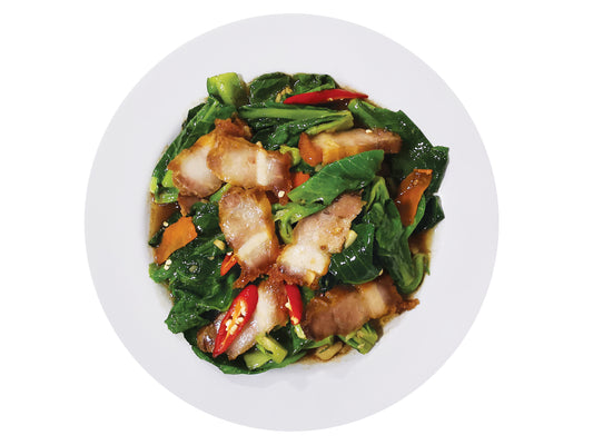 MT3.Kailan with Roasted Pork Stir Fry 炒开兰烧肉